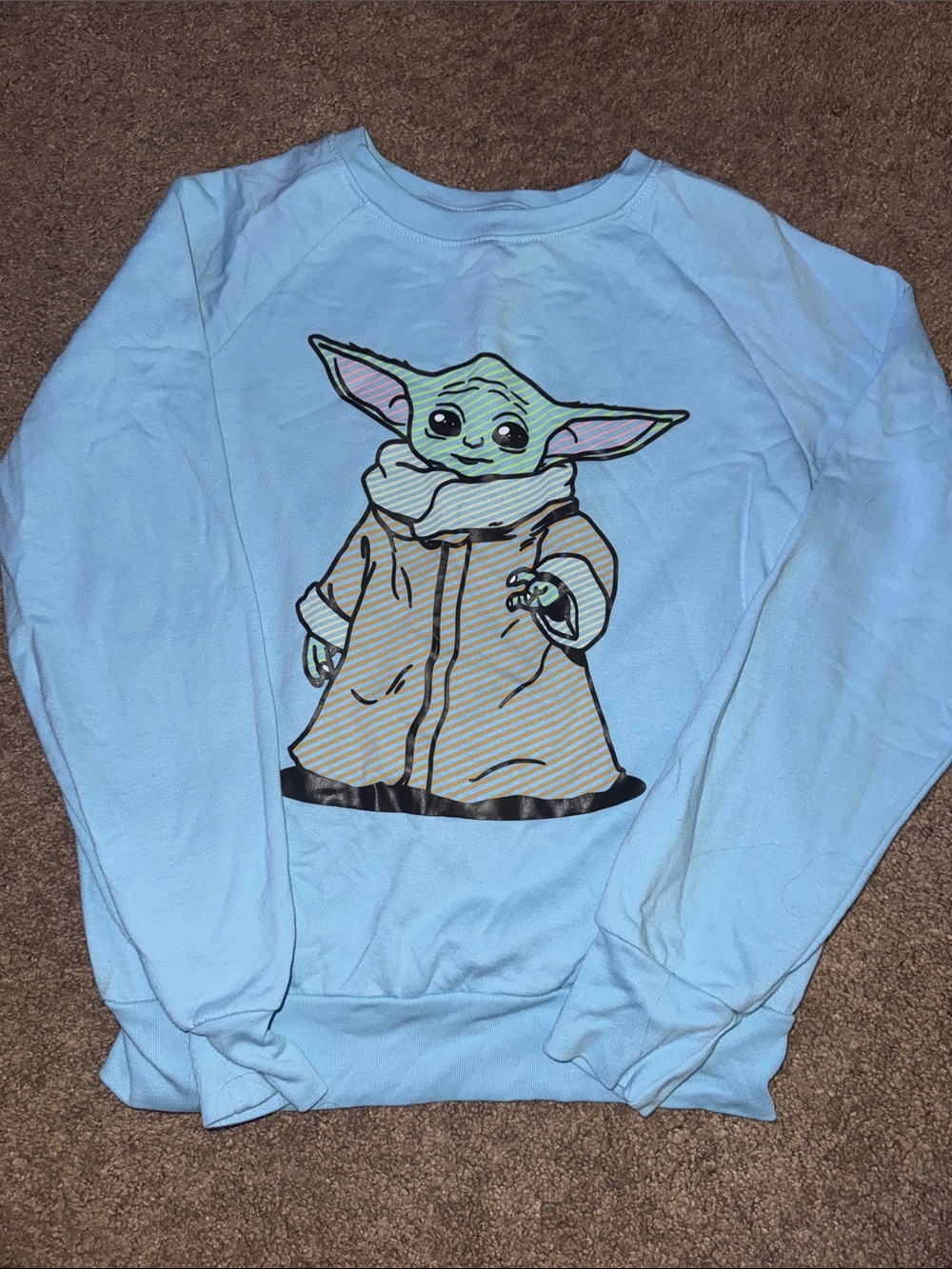 Star Wars The Child Light Blue Sweatshirt with Baby Yoda Graphic